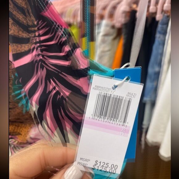 NWT BLEU BY ROD BEATTIE High Neck One-Piece Swimsuit In Multi Color SZ 6 - Picture 4 of 6